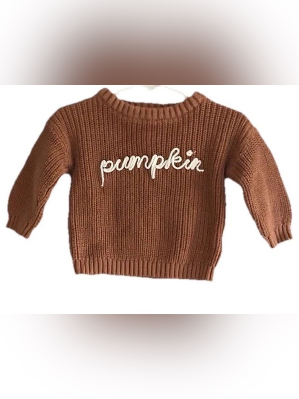 Old Navy 100% Cotton Pumpkin Knit Sweater 6-12M EUC Fall Shaker Stitch
